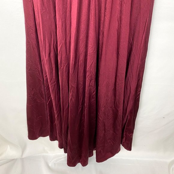 La Femme 28547 Plunge Neck A-Line Gown Sleeveless Slit Maxi Dress Dark Red 12 - Picture 8 of 10